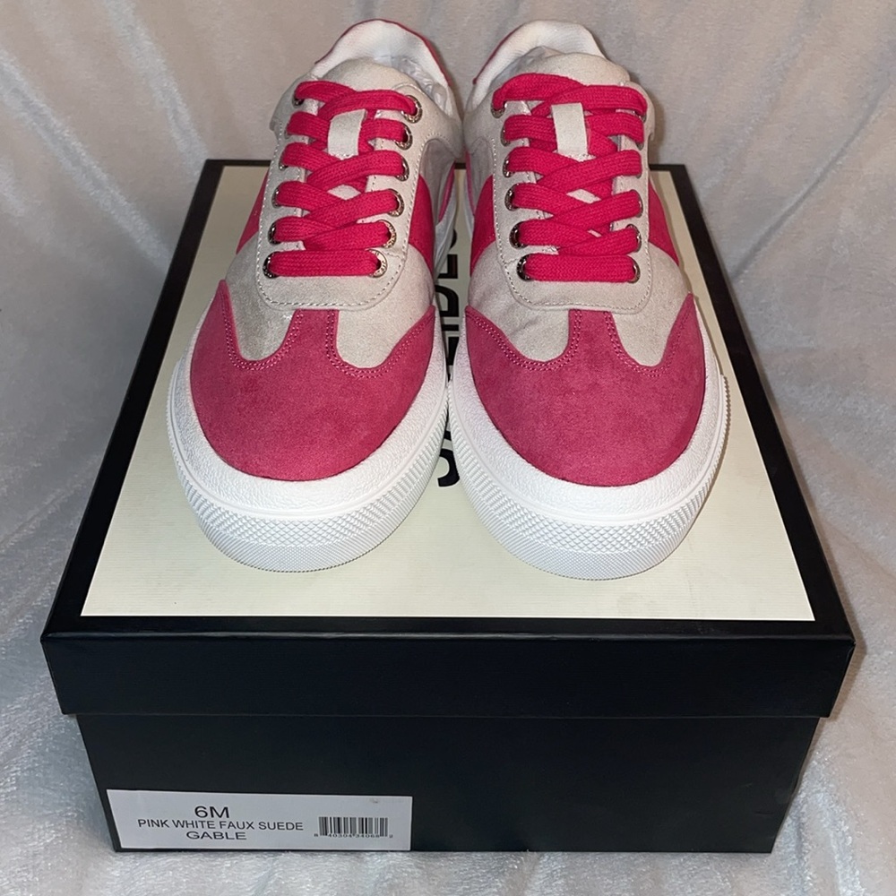NWT J/SLIDES GABLE Pink/White Faux Suede Sneaker - Picture 4 of 11